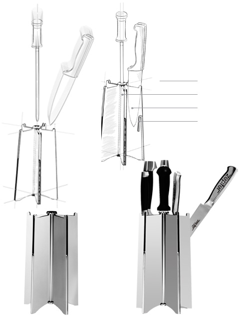 Store your knives safely in this specially designed stainless steel stand. 